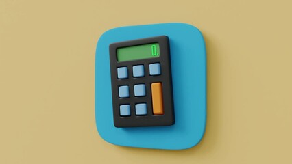 3d render animation calculator on the background