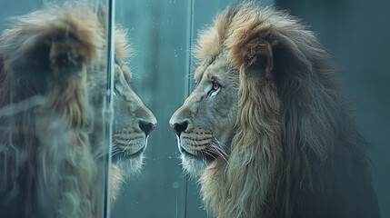 Naklejka premium espelho leão 