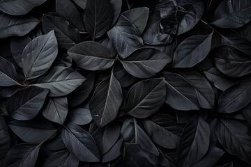 Abstract black leaf textures for a tropical environment. Generative Ai