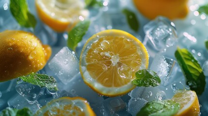 Refreshing Ice Cubes with Lemon and Mint