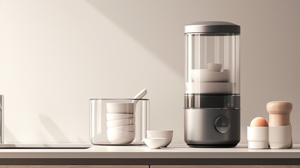 A modern kitchen appliance that can automatically wash dishes. - obrazy, fototapety, plakaty