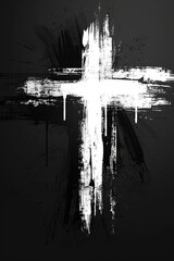 Abstract Black and White Cross Illustration