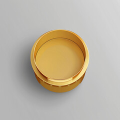 Gold box background. Top view to an open metal vintage container. Jewellery 3D concept retro mockup. Christmas 2025 idea. Luxury mockup for birthday gift case isolated on white. Illustration template.