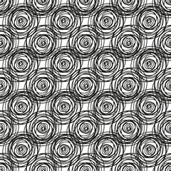 Vector illustration of hand drawn circle. Black and white seamless pattern. Line art.  Perfect for design templates, wallpaper, wrapping, fabric and textile, print.