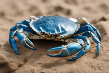 'crab background isolated blue white crabblueclawshellseafoodseabeachdelicacydaintyaggressivetropicalmediterranean claw shell seafood sea beach delicacy dainty aggressive tropical' - obrazy, fototapety, plakaty