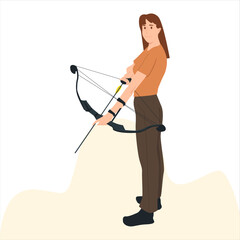 Archery sport, archer woman. Woman doing archery.