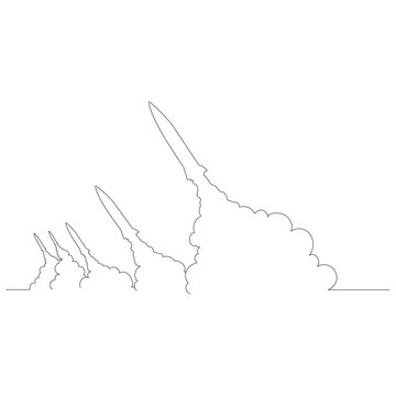 recommend clip art: 発射されたミサイルのイラストのシンプルな線画　ベクター