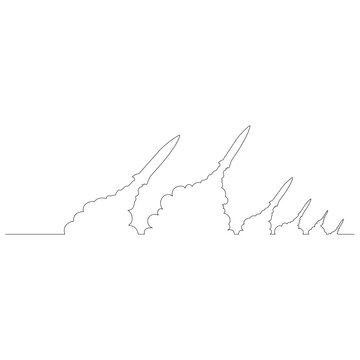 recommend clip art: 発射されたミサイルのイラストのシンプルな線画　ベクター