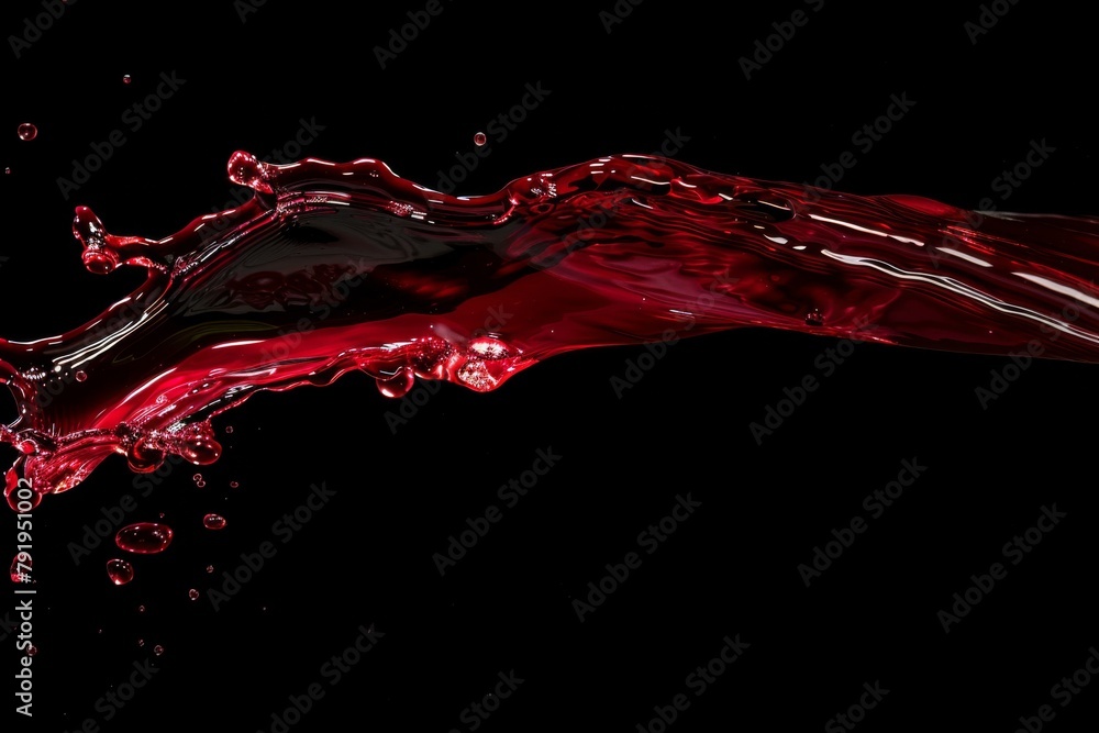 Poster a fluid horizontal splash of red liquid is elegantly captured against a dark, isolated backdrop