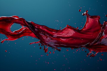 A high-speed capture of a vibrant red liquid splash against a calm blue background, symbolizing contrast and movement