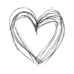 One continuous line drawing of love heart symbol black color only
