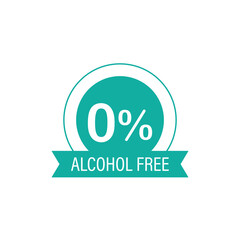 Conceptual stamp for packaging products. Labeling - alcohol free. Stamp with a flat icon. vector graphics
