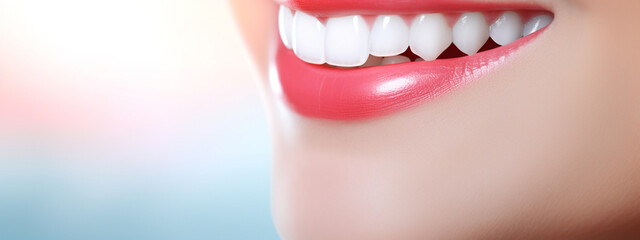 Obraz premium dentist with a smile on her lips, in the style of motion blur panorama сreated with Generative Ai