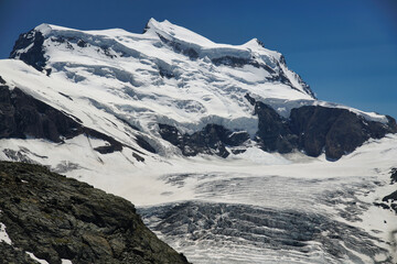 Grand Combin massif and Glacier de Corbassiere in the western Pennine Alps, Switzerland.