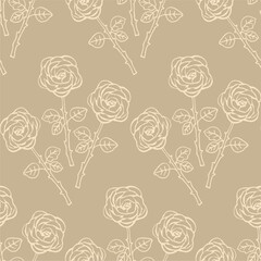 Seamless vector pattern with roseflower blossoms for textile paper package art decor design endless creative 