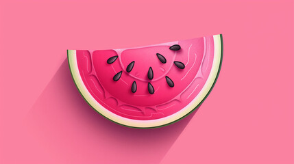 slice of watermelon on soft pink background, summer season fresh fruit