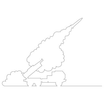 recommend clip art: 発射台から放たれたミサイルのイラストのシンプルな線画　ベクター