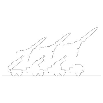 recommend clip art: 発射台から放たれたミサイルのイラストのシンプルな線画　ベクター