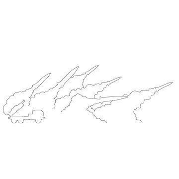 recommend clip art: 発射台から放たれたミサイルのイラストのシンプルな線画　ベクター