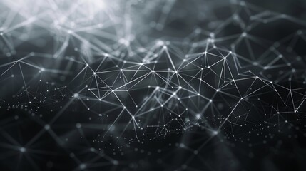 Obraz premium Lines and dots forming a mesh. Depth of field settings. Background for communications, technology, science, computer networks