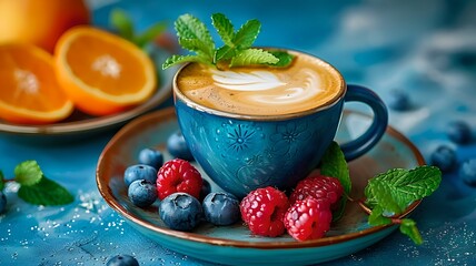 cup of tea with berries and mint