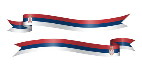set of flag ribbon with colors of Serbia for independence day celebration decoration