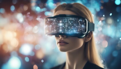 Young woman experiencing virtual reality