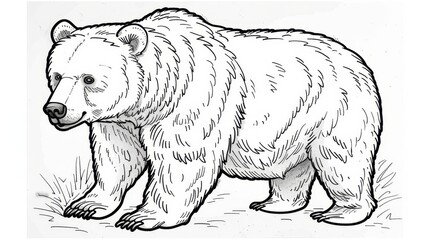 Animals (simple outlines): A coloring book page featuring a friendly bear outline