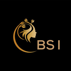 BSI letter logo. best beauty icon for parlor and saloon yellow image on black background. BSI Monogram logo design for entrepreneur and business.	
