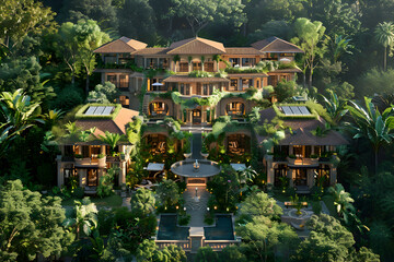 modern,Luxury big house with new architexture and new technology 3d view ai generated