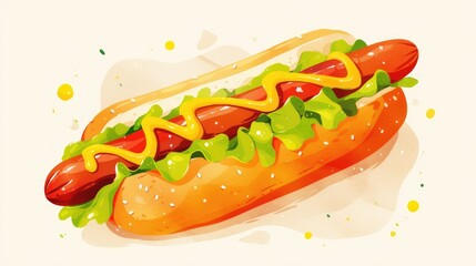 An adorable hotdog themed masking tape featuring a cartoonish food concept portrayed in a flat cartoon style perfect for designing premium logos and stickers This isolated illustration capt
