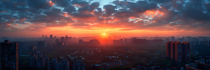  Chengdu Taikouli Sunset,
A stunning cityscape at sunset The warm colors of the sky contrast with the cool blue of the buildings
