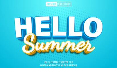 Editable 3d text style effect - Hello Summer text effect Template