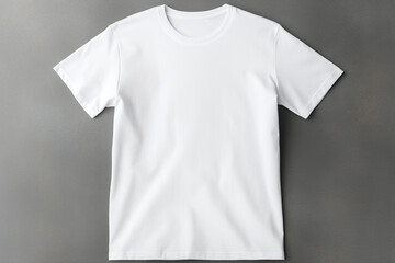 a white t shirt mockup on a grey background, in the style of minimalist monochromes сreated with Generative Ai