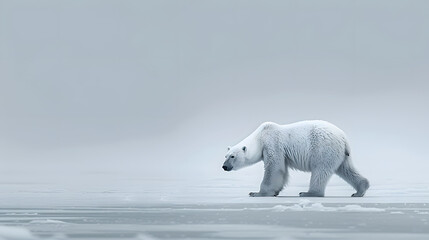 polar bear walking snow ice predator wildlife animal hunter frozen Antarctica