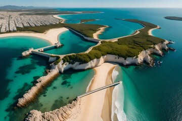 Aerial Drone view of the Bay of Cadiz Natural Park in Spain