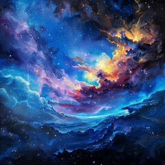 Fototapeta premium Galactic Reverie Vibrant Nights in the Celestial Symphony