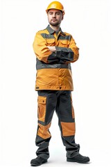 Fototapeta premium Serious engineer in yellow-black workwear