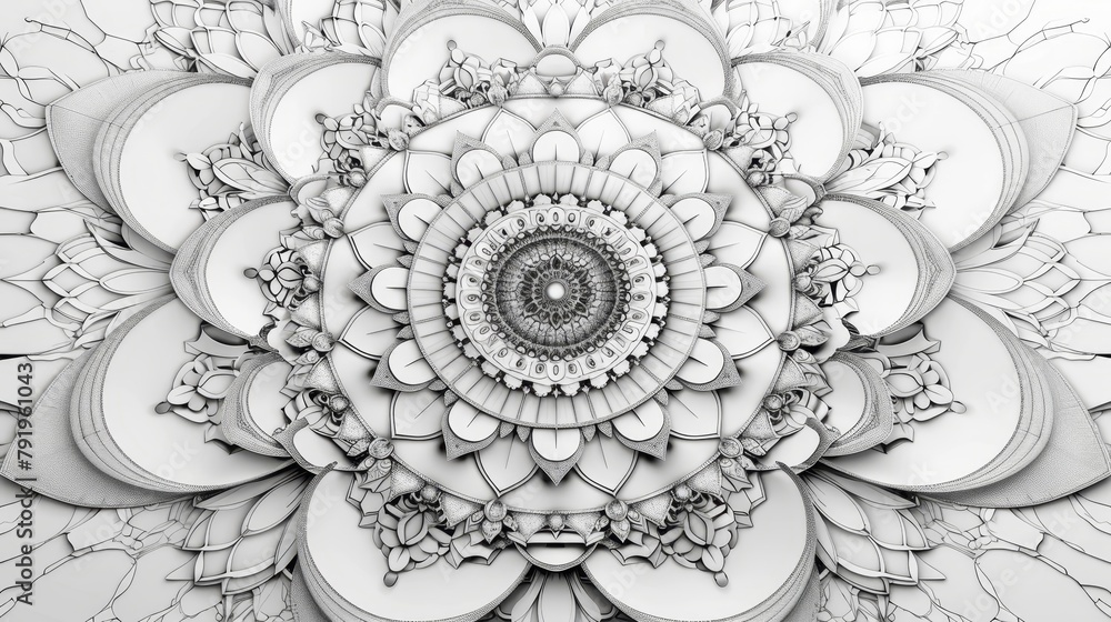 Poster mandala: a circular pattern featuring intricate geometric shapes and designs