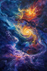 Celestial Harmony Oil Painting Capturing the Majesty of Cosmic Stars