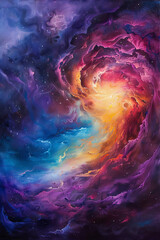 Celestial Harmony Oil Painting Capturing the Majesty of Cosmic Stars