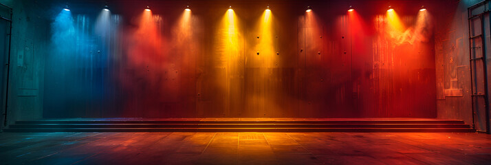 Red Yellow and Green Lights,
Brilliant Spotlights Transform An Empty Stage Infusing Mesmerizing Lighting Effects
