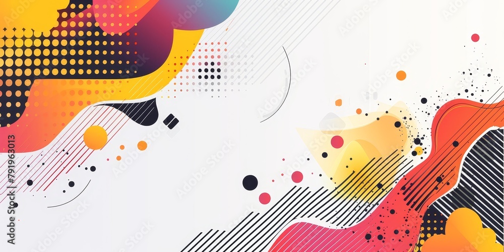 Poster a colorful, abstract background with splatters of paint and a few dots. the background is a mix of b