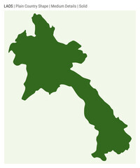 Obraz premium Laos plain country map. Medium details. Solid style. Shape of Laos. Vector illustration.