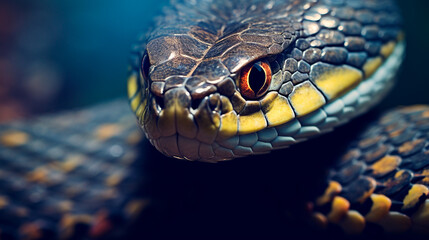 close up portrait of a red snake