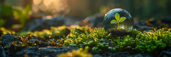 Sphere with Grass Growing Out of It,
Green natural environment background for earth day - obrazy, fototapety, plakaty