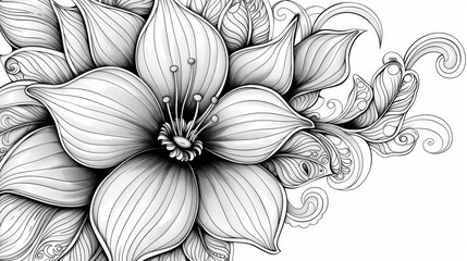 Paisley: A coloring book illustration of a paisley flower