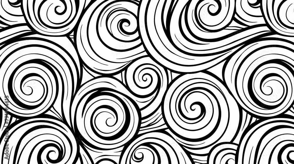 Poster patterns: a coloring book page featuring an abstract swirl pattern