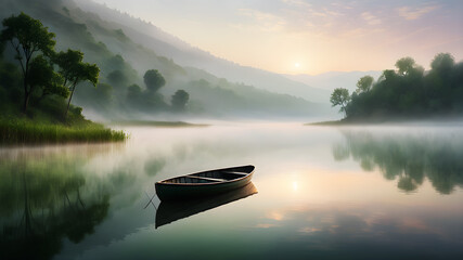 Imagine a serene lake nestled between verdant hills, its surface reflecting the soft hues of dawn....