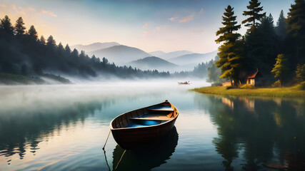 Imagine a serene lake nestled between verdant hills, its surface reflecting the soft hues of dawn....